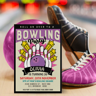 Invitation Retro Bowling fête d'anniversaire