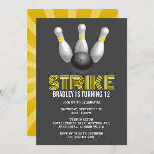 Invitation Retro Bowling N'Importe Quel Âge Anniversaire