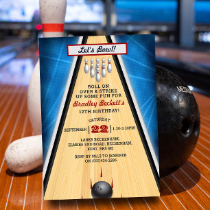 Invitation Retro Bowling N'Importe Quel Âge Anniversaire