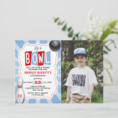 Invitation Retro Bowling N'Importe Quel Âge Photo Anniversair (Debout devant)