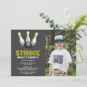 Invitation Retro Bowling N'Importe Quel Âge Photo Anniversair (Debout devant)