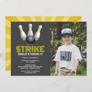 Invitation Retro Bowling N'Importe Quel Âge Photo Anniversair