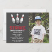 Invitation Retro Bowling N'Importe Quel Âge Photo Anniversair (Devant)