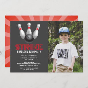 Invitation Retro Bowling N'Importe Quel Âge Photo Anniversair