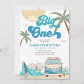 Invitation Retro Boy Big One Surfing 1er anniversaire (Devant)