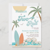 Invitation Retro Boy Surf Surf 2e anniversaire Deux Rad Party (Devant)