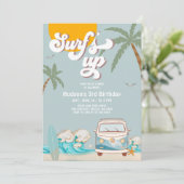 Invitation Retro Boy Surf Surf Surf Anniversaire (Debout devant)