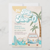 Invitation Retro Boy The Big Five-0 Surfing 50e anniversaire (Devant)