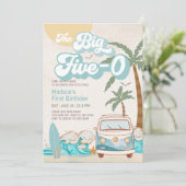 Invitation Retro Boy The Big Five-0 Surfing 50e anniversaire (Debout devant)