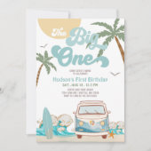 Invitation Retro Boy The Big One Surfing 1st Birthday Party (Devant)