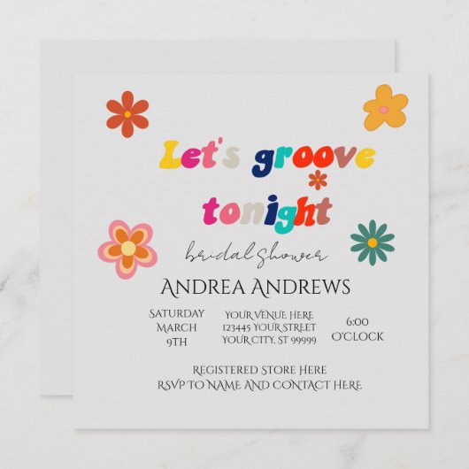 Invitation Retro Bridal Shower (Devant / Derrière)