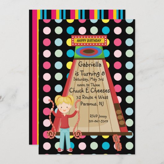 Invitation Retro, Bright et Polka Dot Arcade (Devant / Derrière)