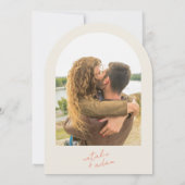 Invitation Retro Bright Orange Whimsical Photo Arched Wedding (Dos)