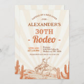 Invitation Retro Brown Cowboy à thème 30e anniversaire (Devant / Derrière)