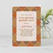 Invitation Retro Brown Orange Motif Surprise fête d'anniversa (Debout devant)