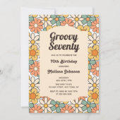 Invitation Retro Brown Pêche Floral Super 70e anniversaire (Devant)