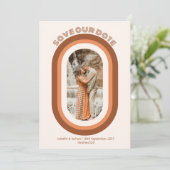 Invitation Retro Burnt Orange Arch Photo Sauver Notre Date (Debout devant)