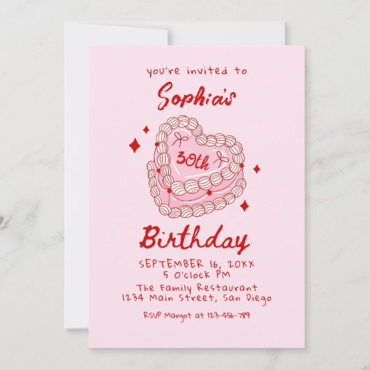 Invitation Retro Cake 30e anniversaire (Devant)