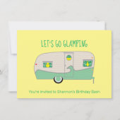 Invitation Rétro Camping Car Canette Vert Menthe Glamping (Devant)