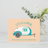 Invitation Retro Caravane Larmoire Aquamarine pour Glamping (Debout devant)