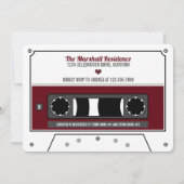 Invitation Rétro Cassette Audio Rouge Vin Mariage (Dos)