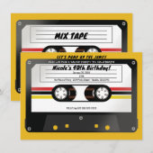 Invitation Retro Cassette Bande Jaune 90's Anniversaire Party (Devant / Derrière)