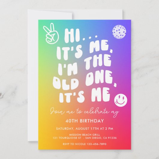 Invitation Rétro C'est moi Je suis le vieux n'importe quel âg (Devant)
