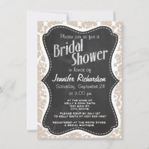 Invitation Retro Chalkboard Almond Couleur Damask Motif