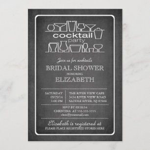 Invitation Retro Chalkboard Cocktail Party Bridal