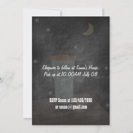 Invitation Retro Chalkboard Enfants Slepover fête d'anniversa (Dos)