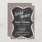 Invitation Retro Chalkboard look; Dark Sienna Chevron (Devant / Derrière)