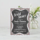 Invitation Retro Chalkboard look; Dark Sienna Chevron (Debout devant)