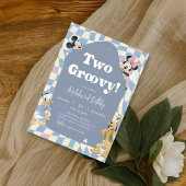 Invitation Retro checkerboard "Two Groovy" 2nd birthday