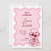 Invitation Retro Cherry Cocktail 30th Birthday Invite Bows (Devant)