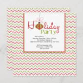 Invitation Retro Chevron Red & Green Holiday Party (Devant / Derrière)
