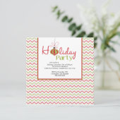 Invitation Retro Chevron Red & Green Holiday Party (Debout devant)