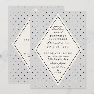 Invitation Rétro Chic à pois Élégant Diamant Shower de Mariag