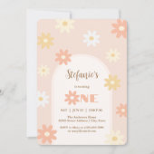 Invitation Retro Chic Bohemian Daisy 1er Birthday Baby Photo (Devant)