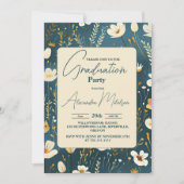 Invitation Retro chic Floral Graduation Party (Devant)