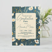 Invitation Retro chic Floral Graduation Party (Debout devant)