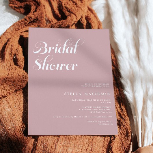 Invitation Retro chic simple mariage dusty pink