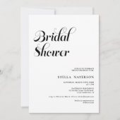 Invitation Retro chic simple noir blanc nuptiale douche (Devant)