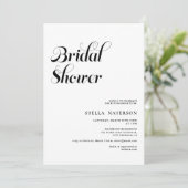 Invitation Retro chic simple noir blanc nuptiale douche (Debout devant)
