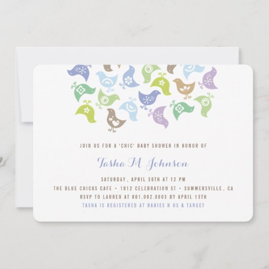 Invitation Retro Chicks Boy Baby shower Party (Devant)