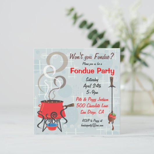 Invitation Retro Chocolate Fondue Party (Debout devant)