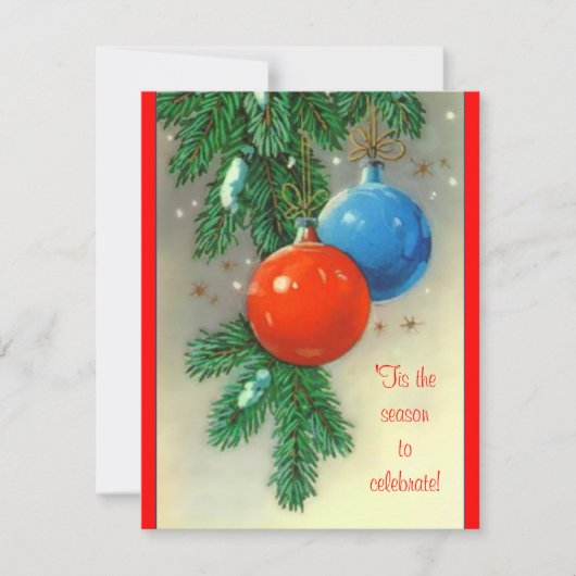 Invitation Retro Christmas Bulbs Party (Devant)