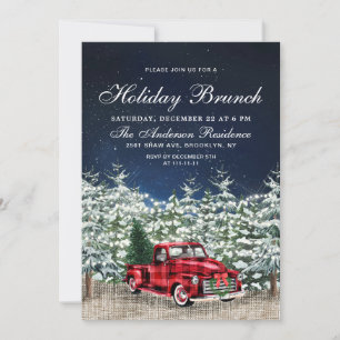 Invitation Retro Christmas Farm Truck Forest Fêtes Brunch