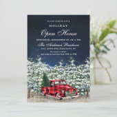 Invitation Retro Christmas Farm Truck Holiday Open House (Debout devant)