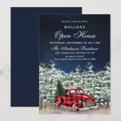 Invitation Retro Christmas Farm Truck Holiday Open House (Devant / Derrière)