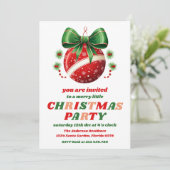 Invitation Retro Christmas Tree Ornaments Editable Party (Debout devant)